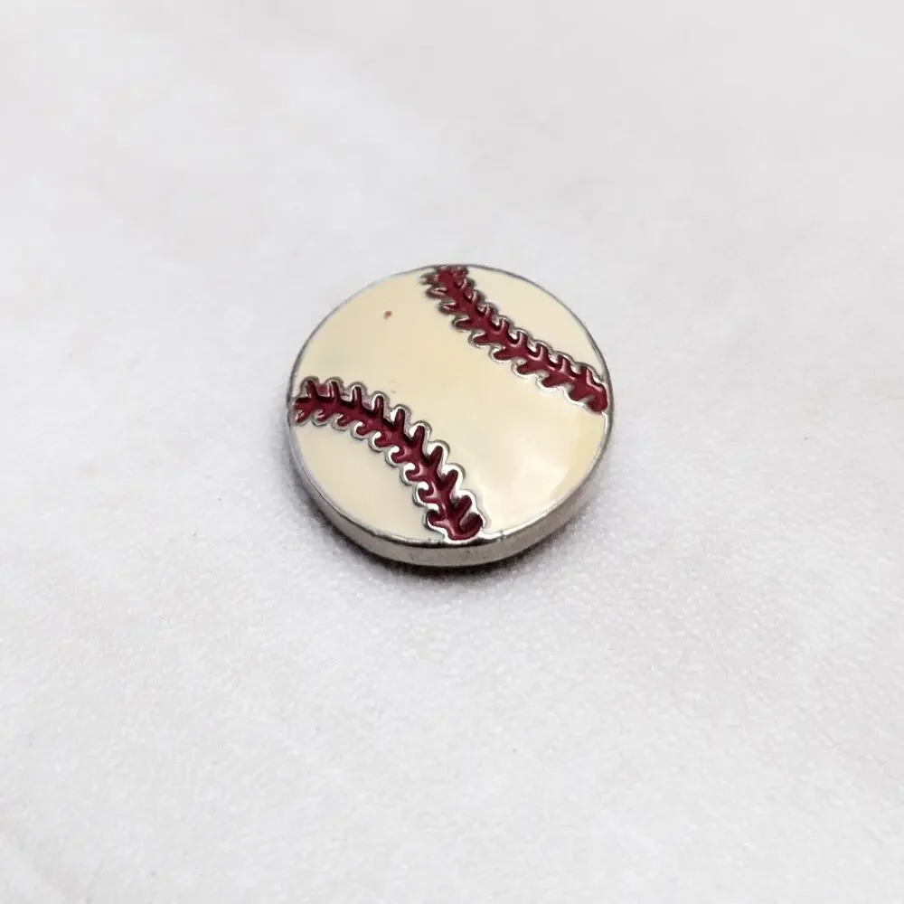 Snap Button Charm - Baseball Design